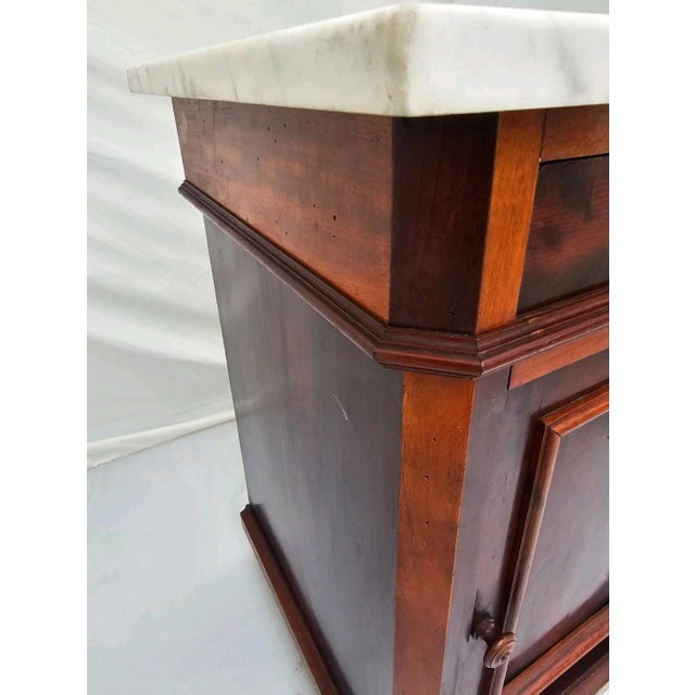 Antique 1890s Marble Top Nightstand Mahogany Victorian Cabinet Stand For Sale - Image 11 of 18