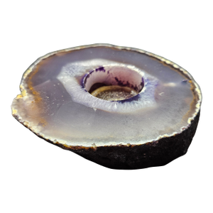 Polished Purple Agate Geode Slice Tea Light Candle Holder.