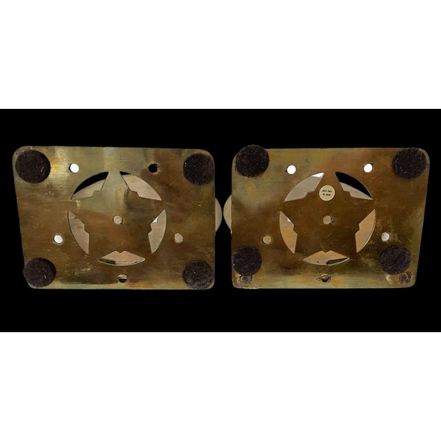 1960s Vintage Brass Chinese Chinoiserie Bookends Shelf Decor Asian Coin. Hong Kong For Sale - Image 5 of 6