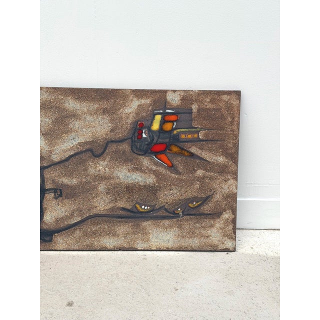 1970s Wall Plaque in Enameled Lava Stone by JG Picard, 1970s For Sale - Image 5 of 7