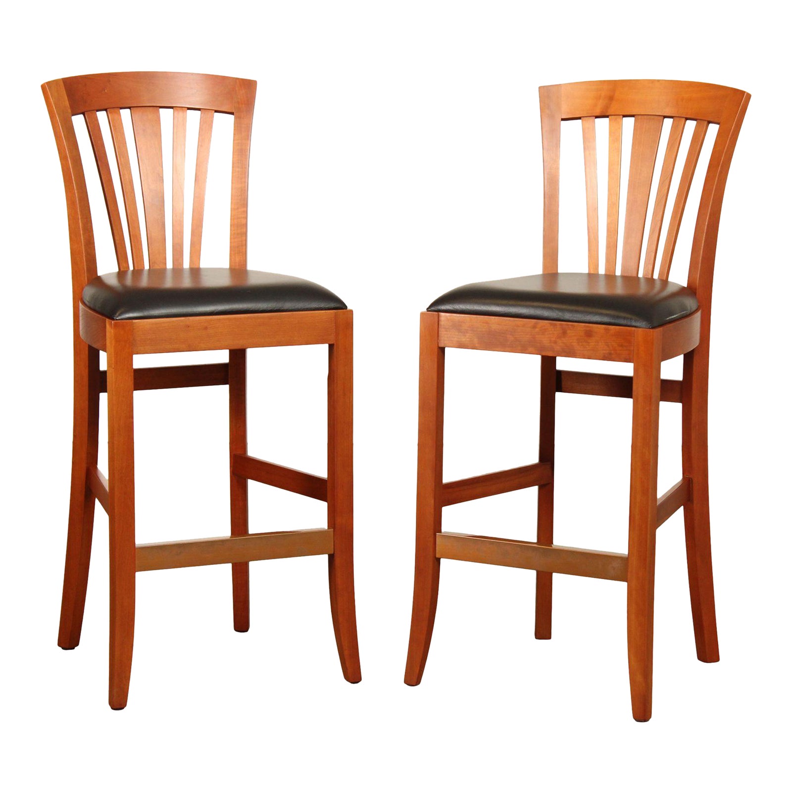 Stickley Metropolitan Collection Pair of Cherry and Leather Bar Stools ...