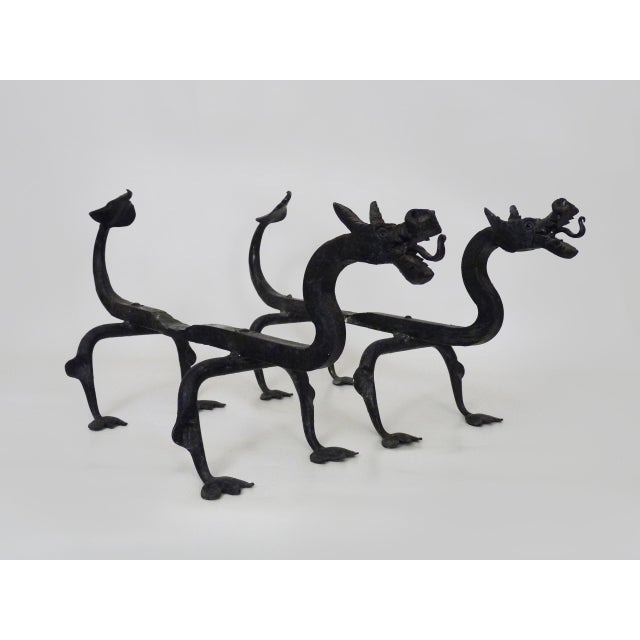 Wrought Iron Dragon Andirons, 1940s, Set of 2 For Sale - Image 10 of 10