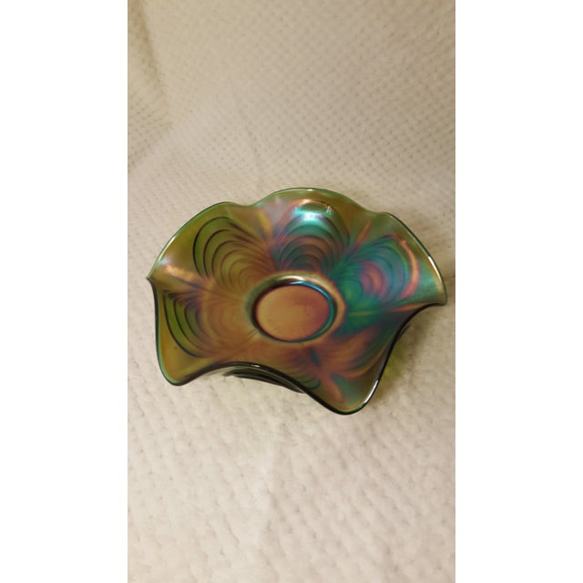 This is a very rare Fenton piece. Cut Arcs pattern is very scarce and the color green even more so. The pattern is on the...