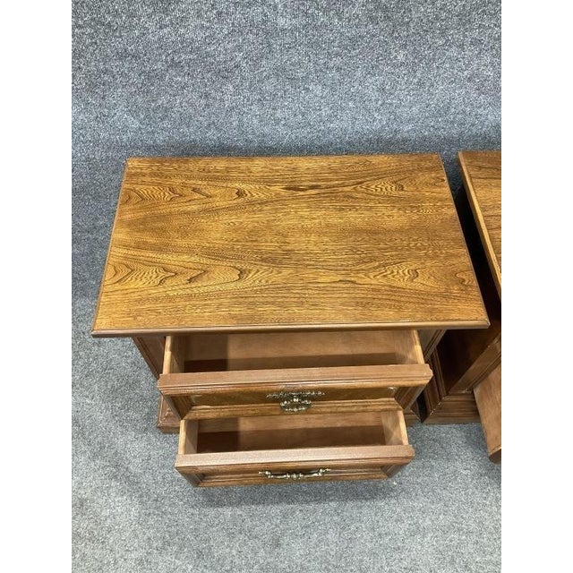 Vintage Stanley Regency Nightstands, Solid Wood, Brass Hardware, Pair For Sale - Image 6 of 9
