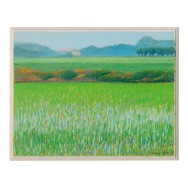 Oliviero Masi Flowering Field, Pastel Landscape 1987 For Sale