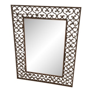 Mediterranean Wrought Iron Scroll Wall Mirror For Sale