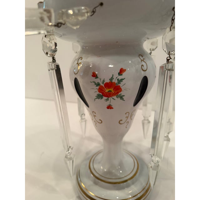 1950s Czech Bohemian Glass Lustres With Floral Decoration -a Pair For Sale - Image 5 of 9
