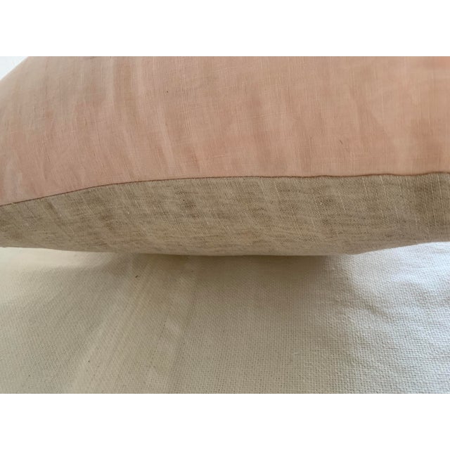 Hand Tie-Dyed Linen Pillowcase – Peach Color For Sale - Image 4 of 8