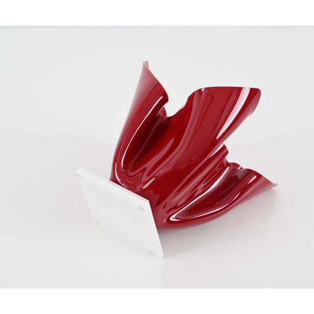 Mid-Century Italian Burgundy Acrylic Glass Napkin Centerpiece, 1980s For Sale - Image 12 of 16