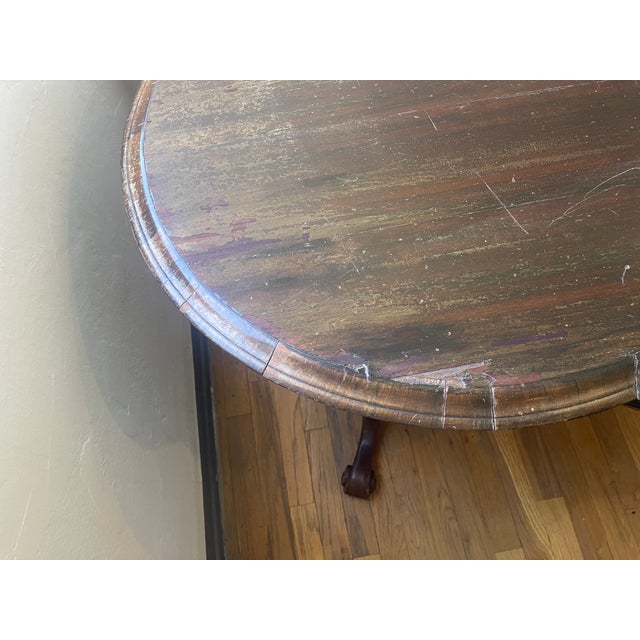 1980s Clover Leaf Pedestal Table in Dark Wood For Sale - Image 6 of 15