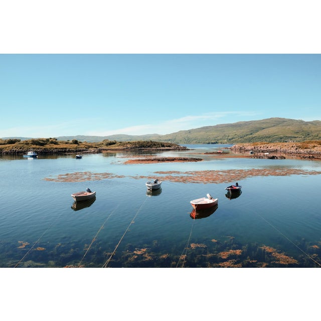 Contemporary Coastal Landscape Photograph, Isle of Mull, Scotland 'Small Boats, Mull', 45 X 30" Fine Art Photography Print For Sale
