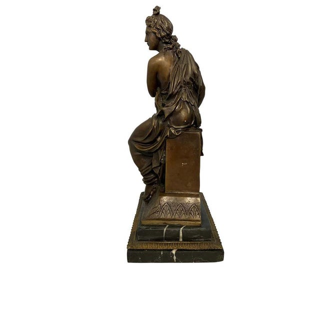 Neoclassical Style Bronze Lady on Detailed Plinth Base, 20th Century For Sale - Image 8 of 9