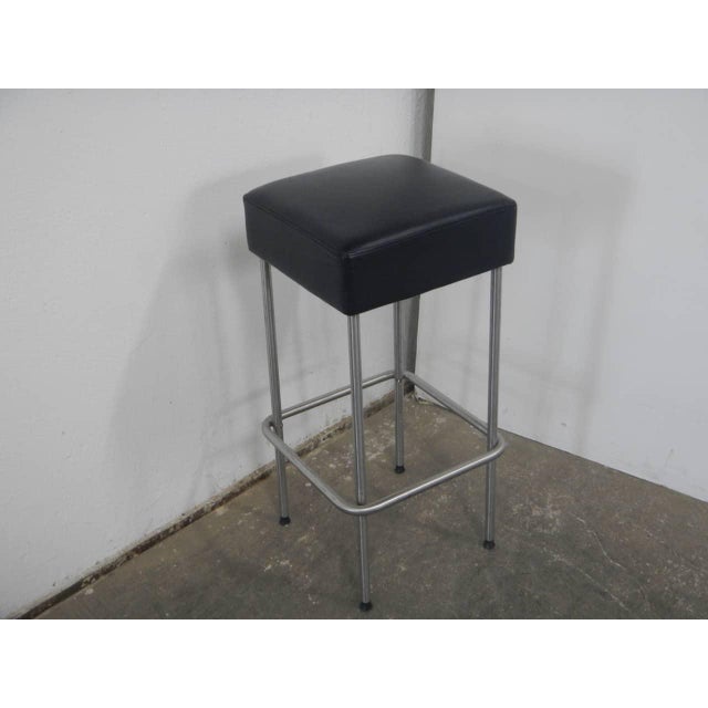 Black Leatherette Stool, 1970s, in Good conditions. Designed 1970 to 1979