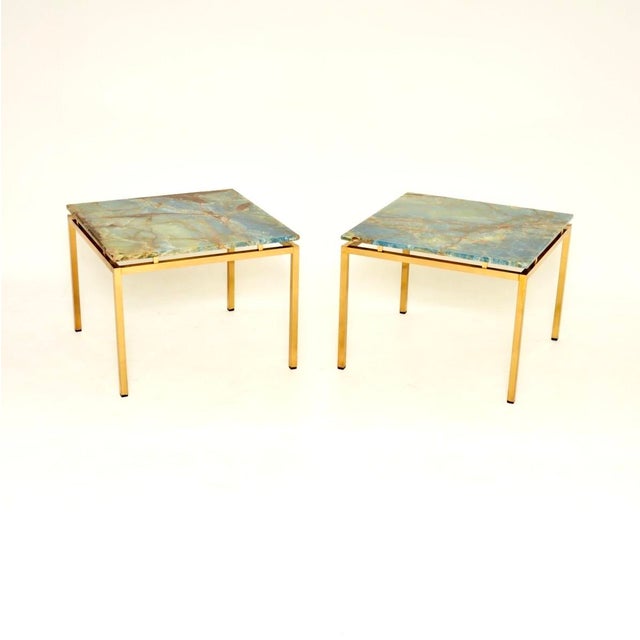 Vintage Italian Brass and Marble Side Tables, 1970s, Set of 2 For Sale - Image 10 of 10