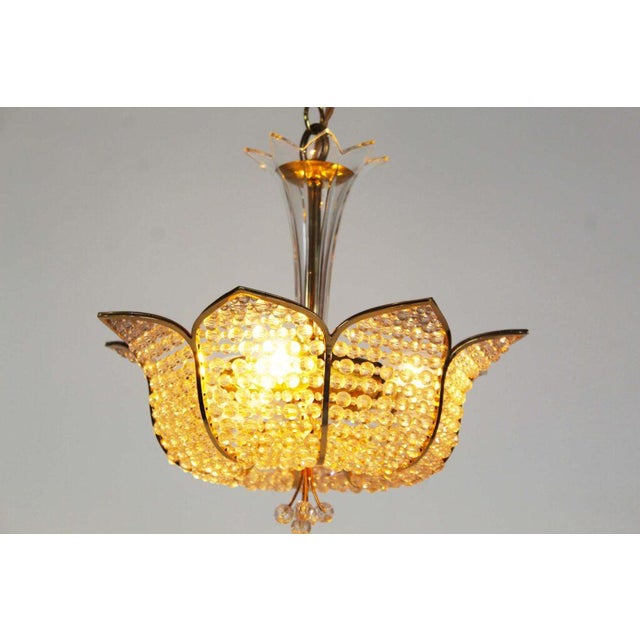 Medium Sized Crystal Glass Tole Chandelier Light by Palwa, Germany, 1970s For Sale - Image 4 of 12