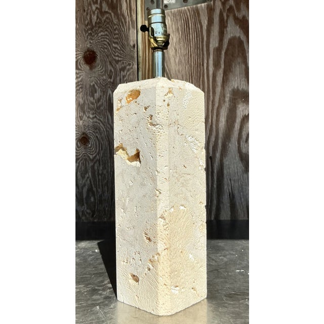 Illuminate your space with coastal charm using this vintage Coquina stone faceted lamp. Showcasing natural textures and...