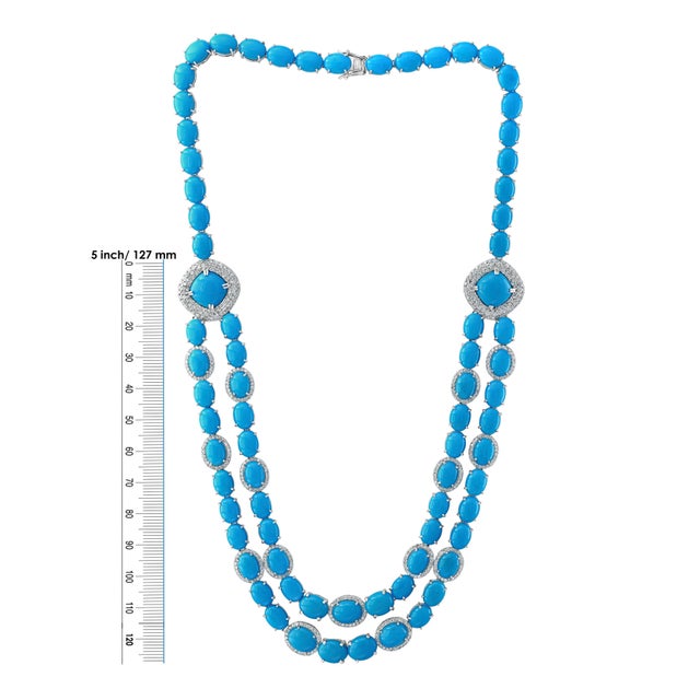 104 Carat Sleeping Beauty Turquoise Necklace and Earring Set, Bridal, 18 K Gold For Sale - Image 9 of 18