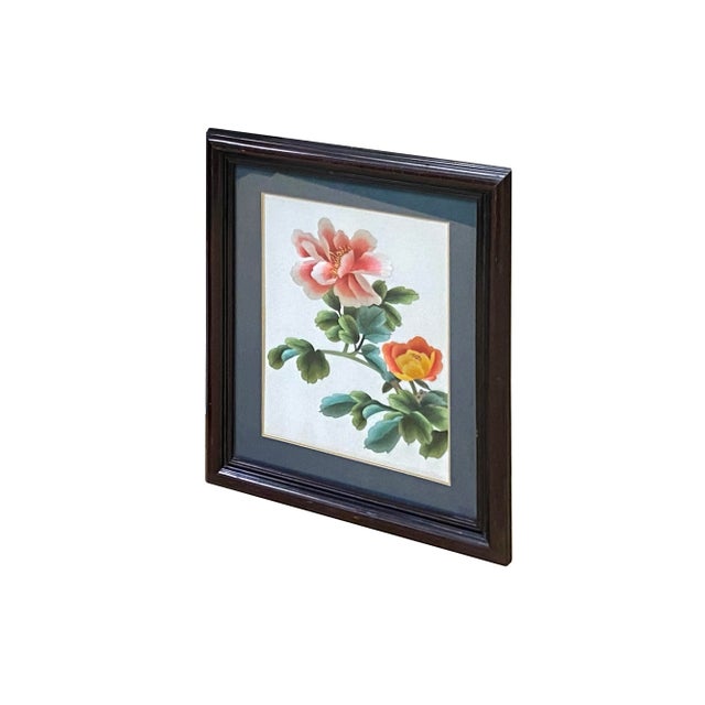 The Oriental Chinese Peony Flower Embroidery Framed Wall Decor is a charming piece of art that seamlessly combines the...