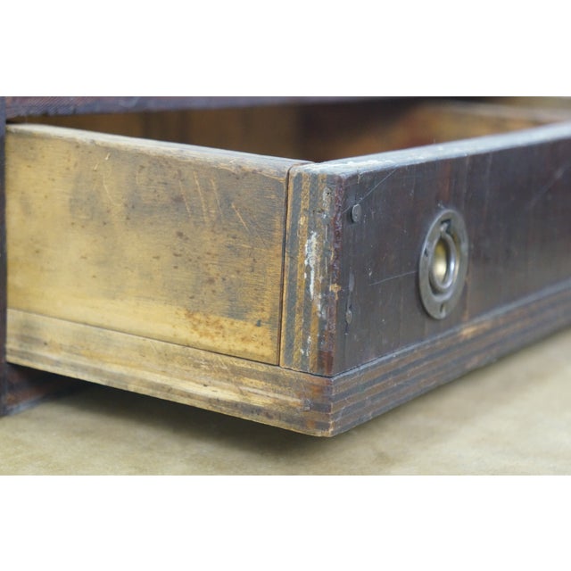Antique Wooden Desk Drawer W Gallery Top & Brass Hardware 22" For Sale - Image 14 of 17