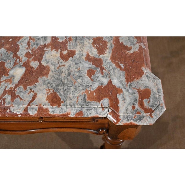 Louis XIII Style Game Table in Walnut and Marble, Early 20th Century For Sale - Image 6 of 18