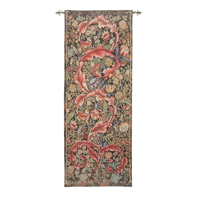 Acanthus Leaf - Burgundy Loom Woven Tapestry - 100 X 72 Cm (3'3" X 2'4") - Requires Rod Size 2 For Sale
