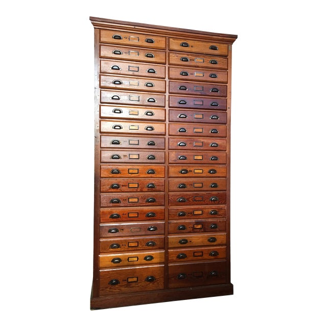 Antique Oak Printer's Cabinet For Sale
