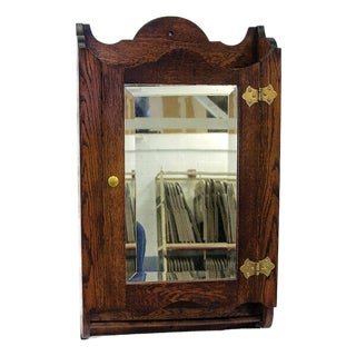 Antique Oak Hanging Medicine Cabinet For Sale