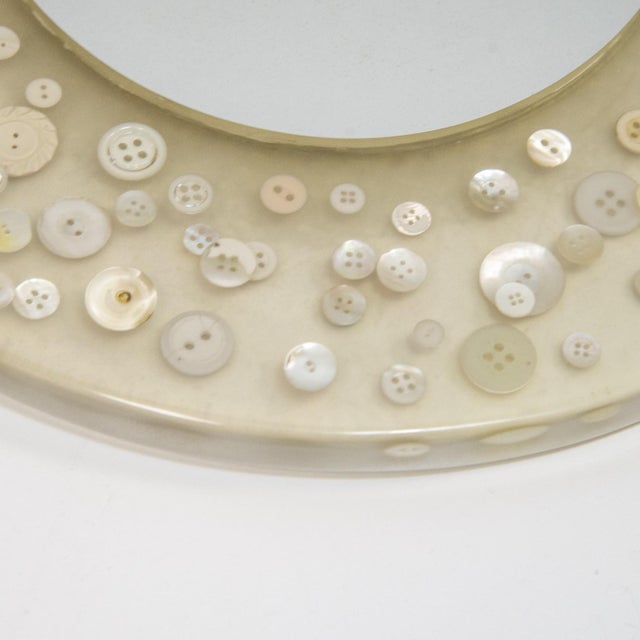 Mirror with Button Inclusions attributed to Pierre Giraudon, 1970s For Sale - Image 4 of 7