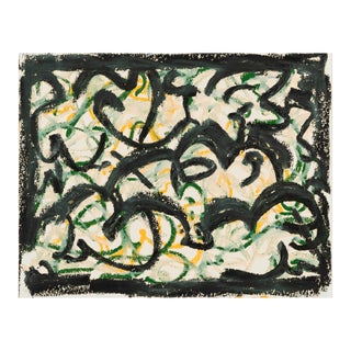 "Dancing in Black" Harrison Gilman Contemporary Abstract Drawing, Matted For Sale