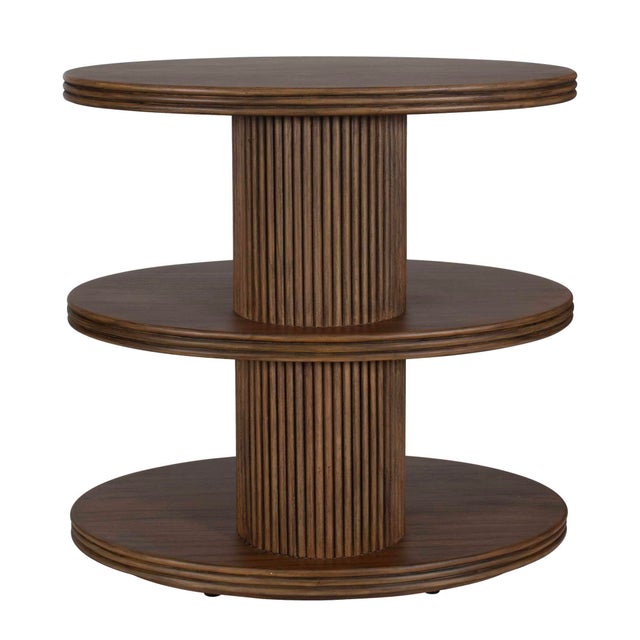 Kenneth Ludwig Chicago Top Tier Oval Walnut Side Table For Sale - Image 4 of 6