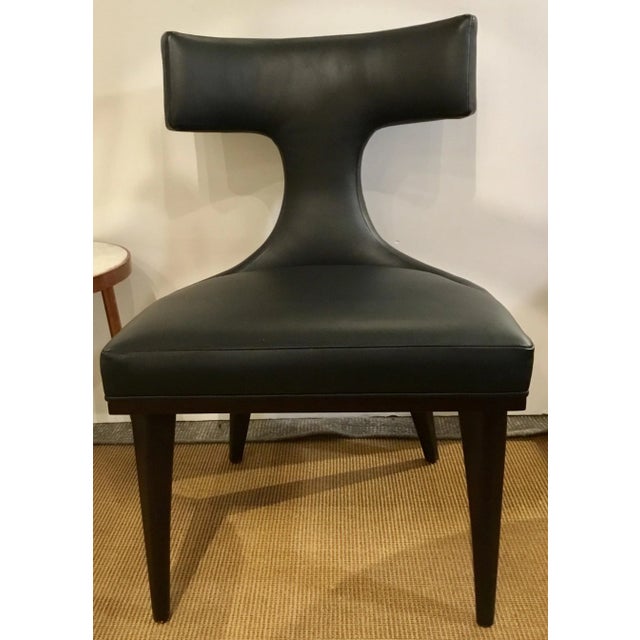 Global Views Modern Black Leather Anvil Back Side Chair For Sale In Atlanta - Image 6 of 8