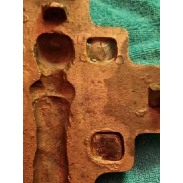 Antique Continental Bronze Devotional Crucifix Sculpture With Gemstone Inlays. For Sale - Image 12 of 12
