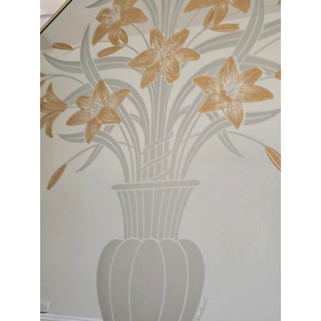 Vintage Windsor Robert Slimbach Octagon Etched Daffodils Wall Mirror Mid Century For Sale - Image 10 of 15