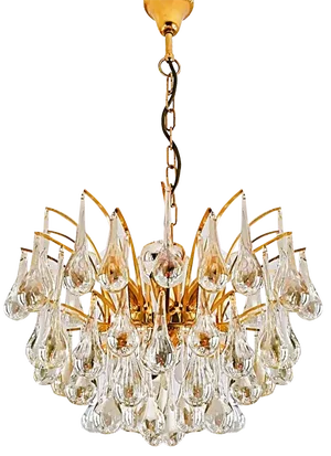 Brass Chandelier with Glass Drops by Christoph Palme, 1970s