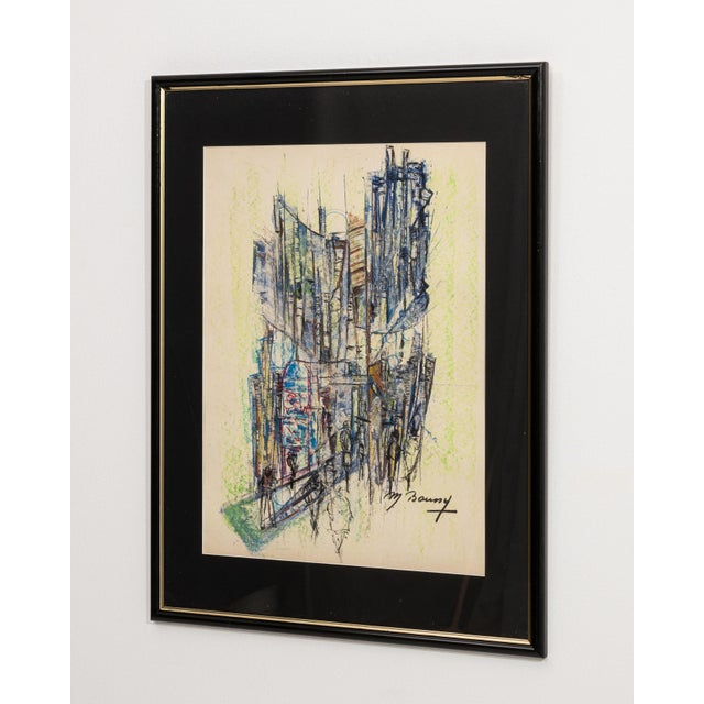 Mid 20th Century France Blue Wood Painting For Sale - Image 9 of 15
