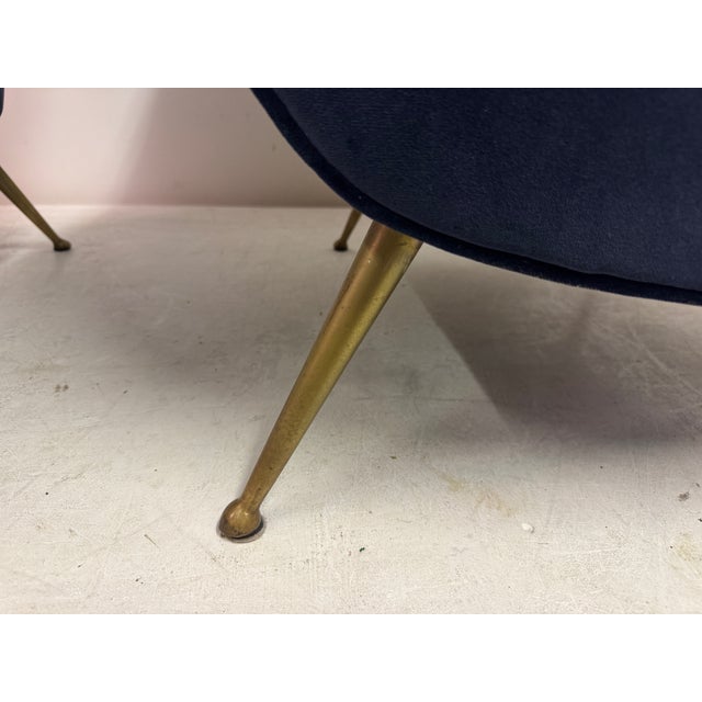 Mid-Century Italian Lounge Chairs in Navy Romo Cotton Velvet, 1960s, Set of 2 For Sale - Image 6 of 18