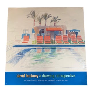 1990s David Hockney LACMA "A Drawing Retrospective" Swimming Pool Poster For Sale