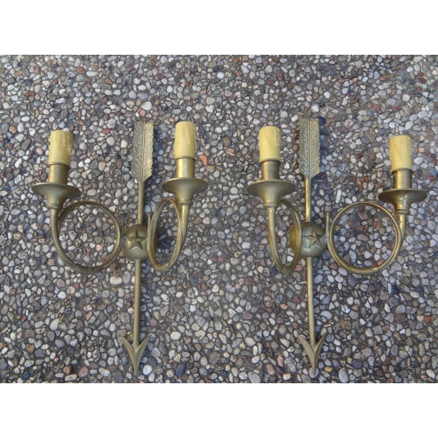 Pair Of French Maison Bagues Style Bronze Neoclassical Arrow Sconces. These Stunning French Neoclassical Style Bronze Two...