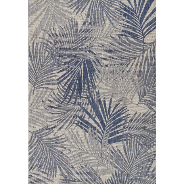 Momeni Contemporary Indoor/Outdoor Riviera Fauna Rug in Blue, 5'3" x 7' For Sale