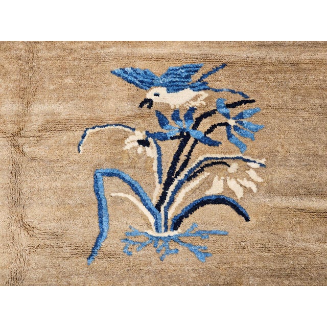 19th Century Oversized Chinese Peking Hand-Knotted Rug in Tan, Navy, Blue For Sale - Image 16 of 18