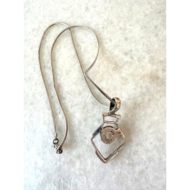 Contemporary Vintage Sterling Silver Moon Stone Pendant Necklace For Sale - Image 3 of 4