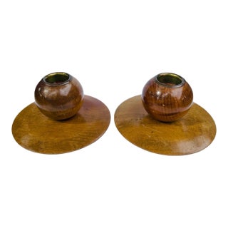 Vintage Myrtlewood Sculptural Candleholders For Sale