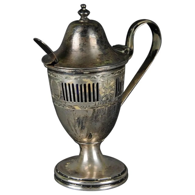 Silver Sterling Sugar Box with Spoon by George Nathan & Ridley Hayes, England, Set of 2 For Sale