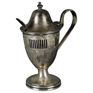 Silver Sterling Sugar Box with Spoon by George Nathan & Ridley Hayes, England, Set of 2