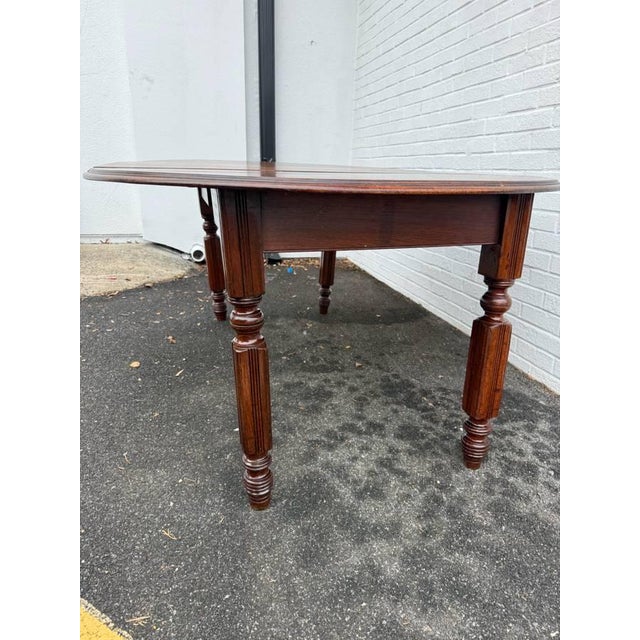 Antique Victorian Style Walnut Dining Table With 1 Leaf. For Sale - Image 14 of 15
