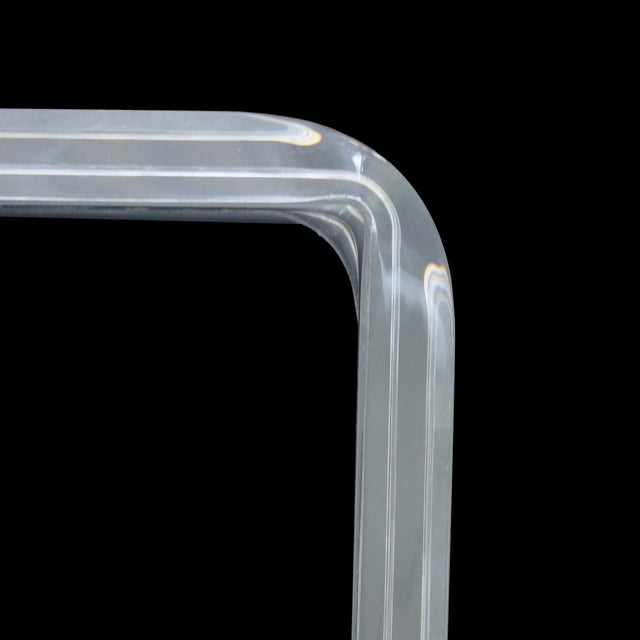 1980s Monumental Lucite Greek Key Coffee Table For Sale - Image 4 of 5