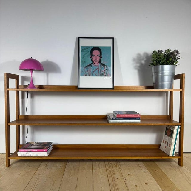 Brown Low Vintage Danish Bookcase, 1960s For Sale - Image 8 of 8