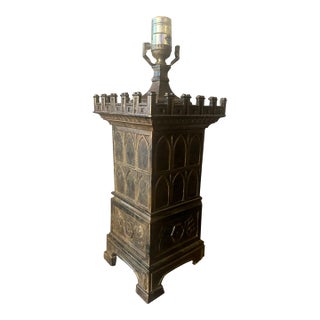 Mid 20th Century Cast Iron Castle Lamp Castle Lamp For Sale