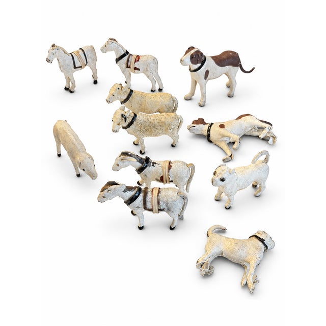 Great for Decor - Late 19th C. Antique German Hide-Covered Miniature Putz Farm Animals - Lot of 11 For Sale - Image 9 of 9