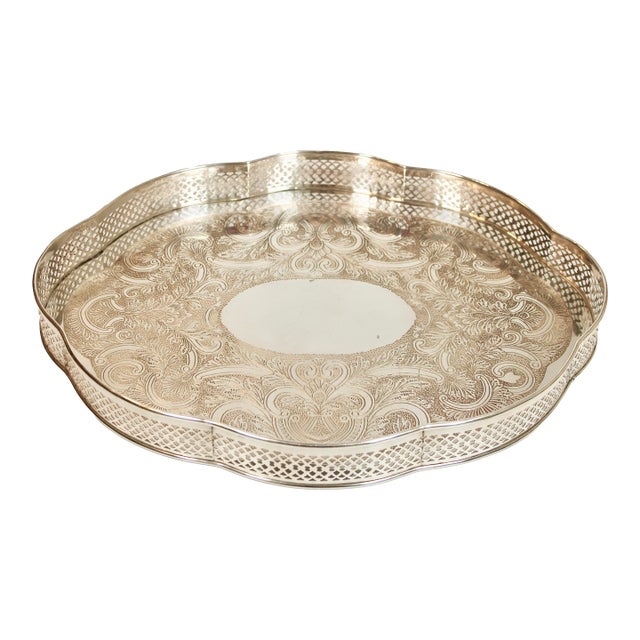 Mid 20th Century French Silver Plate Serpentine Tray For Sale